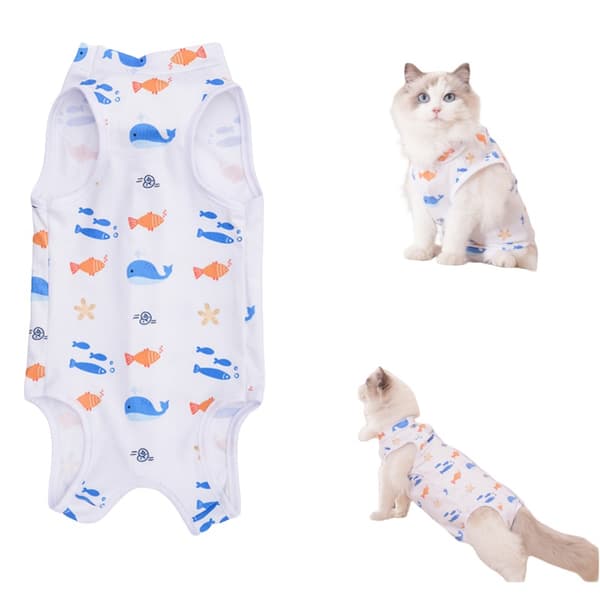 Comfortable Recovery Suit for Cats, Printed Kitten Sterilization Suit, Post-operative Pet Protection S 21 S