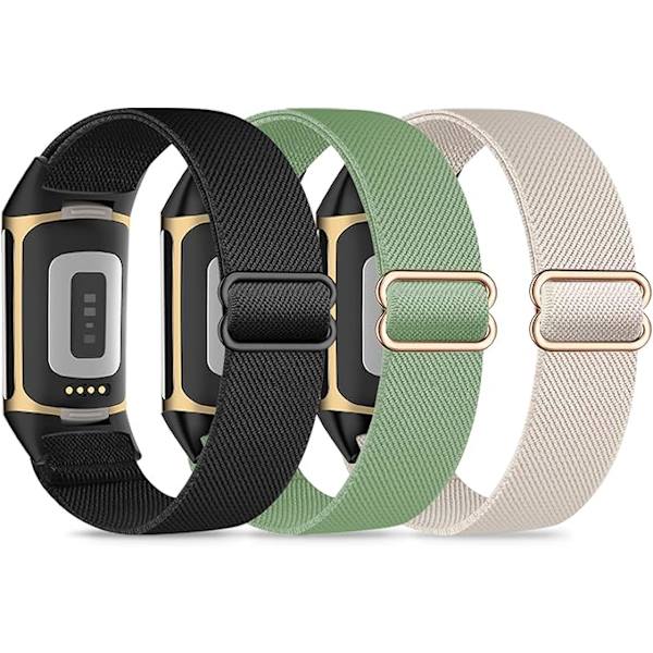 3 elastista ranneketta, yhteensopivia Fitbit Charge 5/Fitbit Charge 6 -rannekkeiden kanssa miehille ja naisille, hengittävät ja säädettävät C