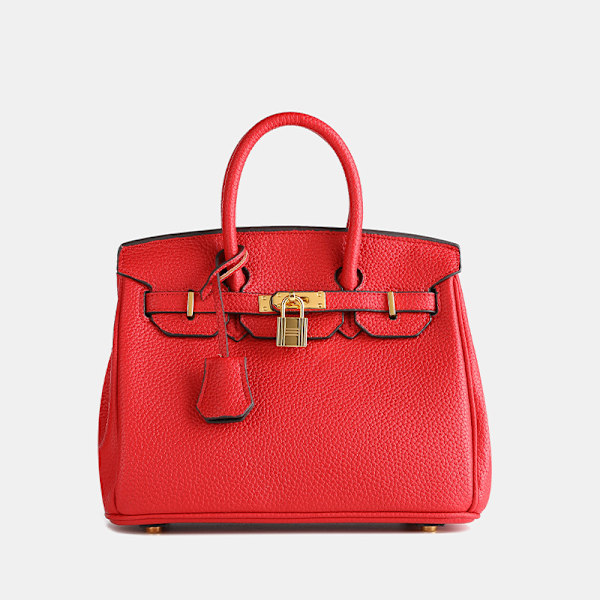 Snygg lychee-mönstrad klassisk platinaväska damväska lyxig stor kapacitet axel crossbody handväska 30cm Red
