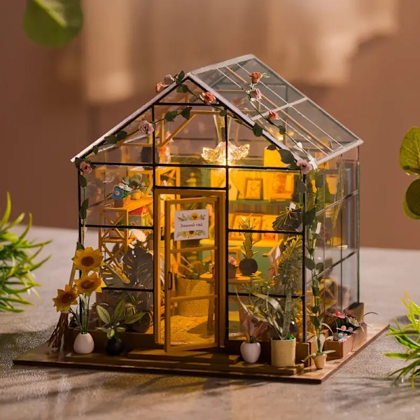DIY Træhusdocka Kit med Møbler - Miniatyr 3D Puslespil til Hjemindretning