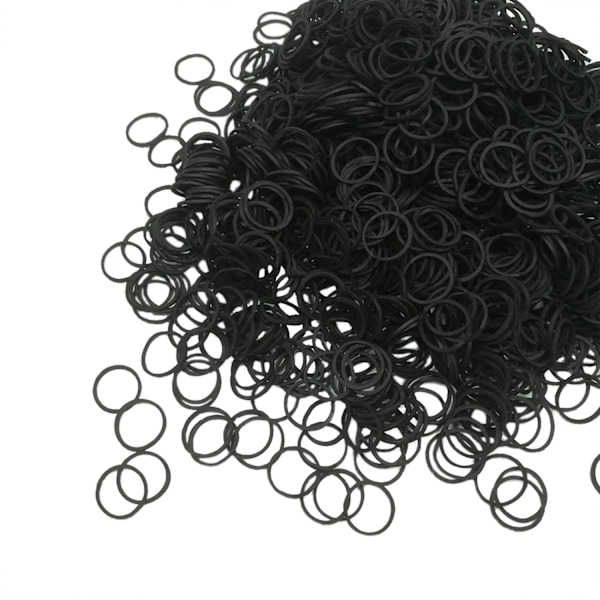 Mini gummibånd, bløde elastiske bånd, (1000 stk., sorte)