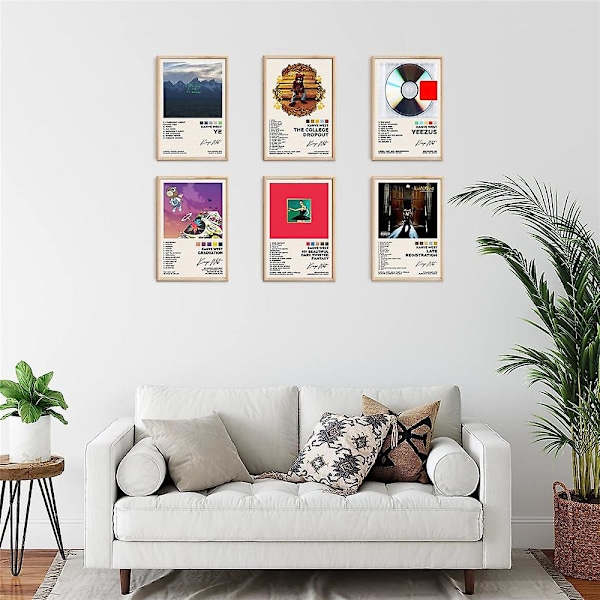 6 kpl Kanye West Albumi Juliste Ye The College Dropout Yeezus Graduation Late Registration Print Kansi Seinätaide Sisustus Fanit Musiikin Ystävä Lahjat