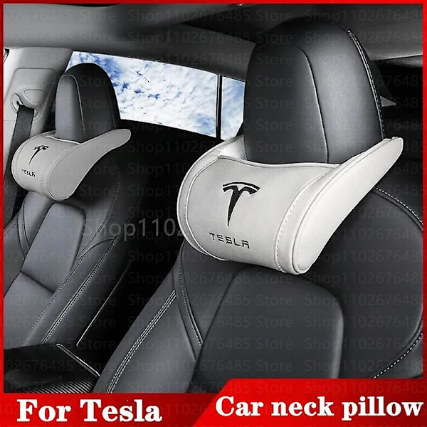 Läderbil nackstöd för Tesla Model 3 XSY 2022 Ländryggskudde Reseskinstöd Tesla Model Y 2023 Tillbehör Bilinredning black headrest