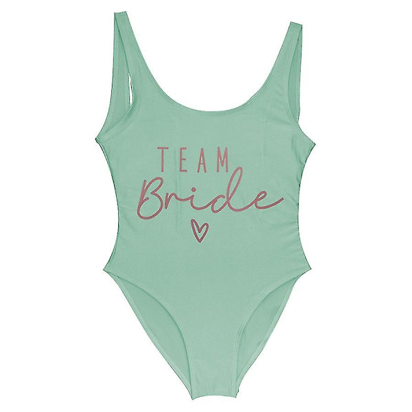 S-3xl Print Team Brud Badedragt i ét stykke Kvinder Badetøj Polterabend Badedragt Sommer Strandtøj Badedragt rose green rose green XL