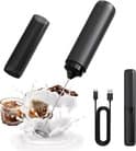 Trådløs mælkeskummer - USB-C genopladelig - Dobbeltfjeder cappuccino skummer - 304 rustfrit stål - Sort - Køkkengave - Skum på 20 sekunder