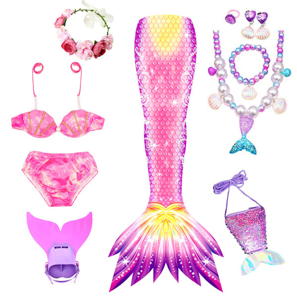 9-delat sjöjungfrufena baddräkt prinsessa bikini badkläder set inklusive monofena MY12 MY12 MY12 130