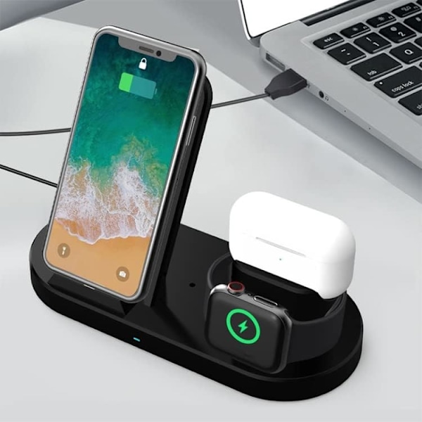 Trådløs ladestation, 3-i-1 hurtig ladestation, trådløs station til Samsung telefoner, hovedtelefoner og smartwatch