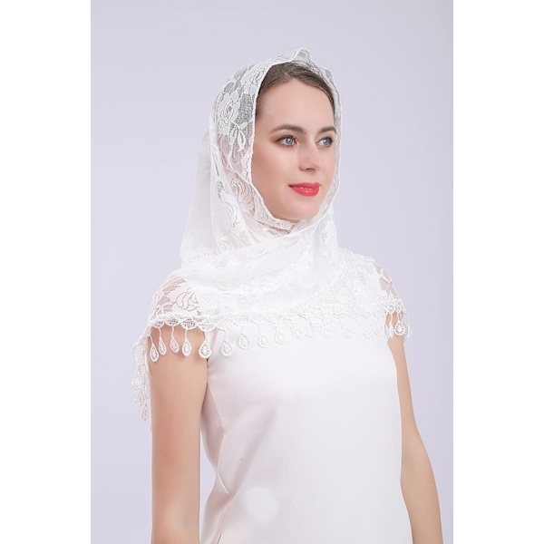 Trekantet blonde slør Mantilla slør Sjal eller tørklæde Latinsk messe hovedbeklædning