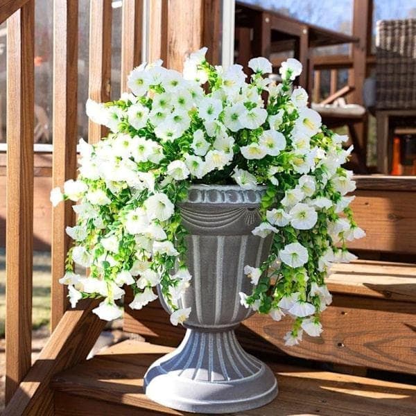 Artificial Hanging Flowers 2-pack, UV-resistant Morning Glory Vines 75 cm White white