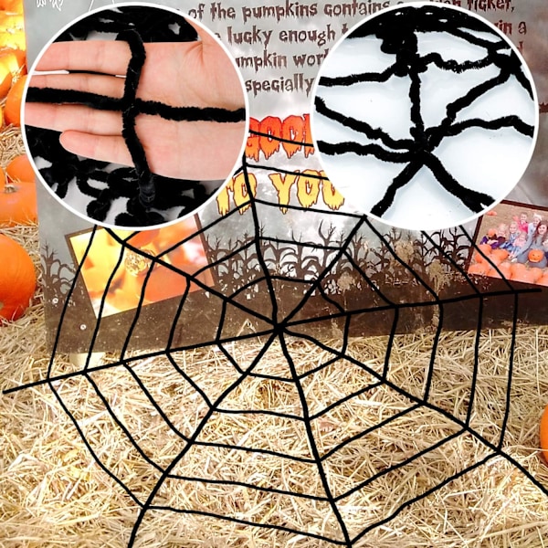 Halloween-festdekorationer, spindelvævsdekorationer, 1 sort uld c