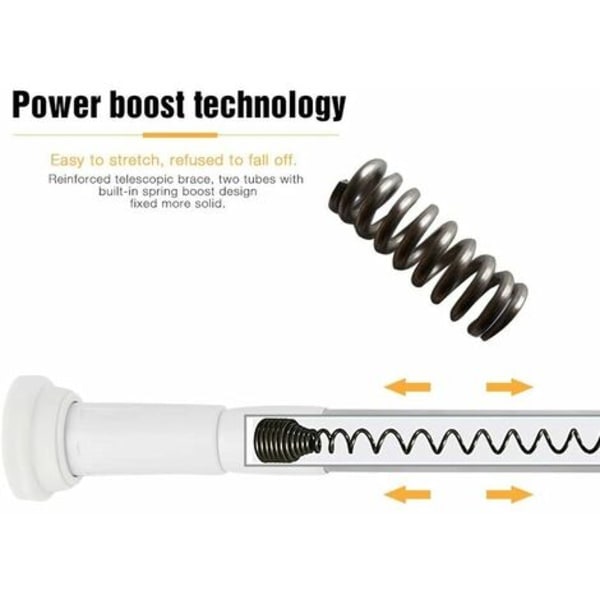50-80CM Ingen borrning rostfritt stål duschdraperi Spännstång Gummi Teleskopstång för garderob/badkar/fönster/torktumlare