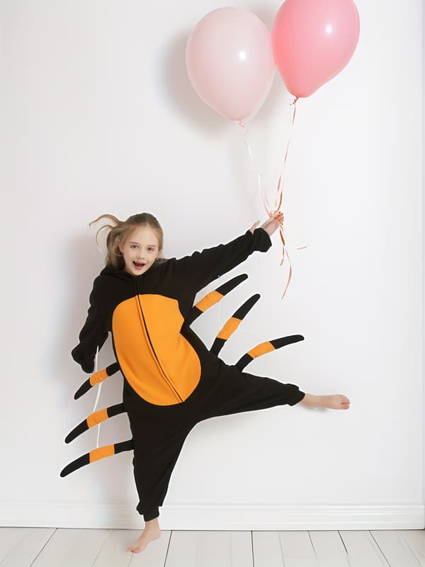 Børns Dyre-Onesie Hættefleece-Romper til Drenge og Piger Black 7-8Y