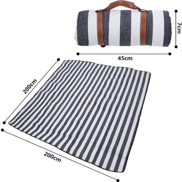 Vandtæt Picnic Tæppe Varmt Blåt Rejse Picnic Tæppe 200x200cm