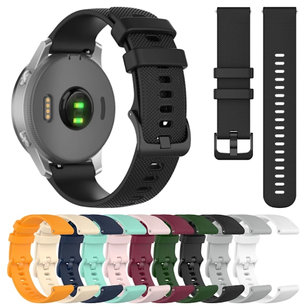 20 22 mm silikone rem til Garmin Venu 3 Band Forerunner 265 255 245 Music Vivoactive 4 Band til Garmin Venu Sq 2 Plus Armbånd Hvid Sort