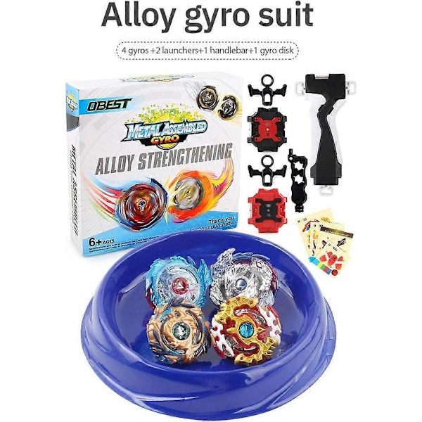 Taistelulelu Burst Gyro -setti stadionilla, 4 pyörivää osaa ja 2 laukaisinta, Battle Arena Gyro -pelisetti syntymäpäivälahjaksi lapsille pojille tytöille A