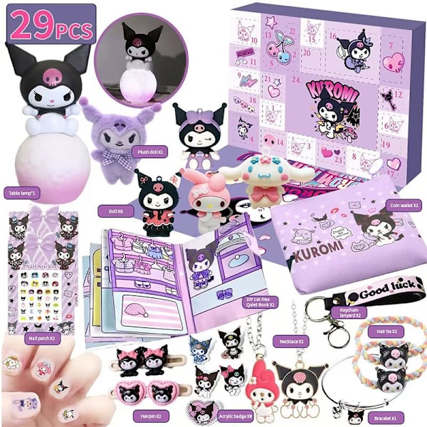 2024 Julkalender med Nedtælling Kuromi My Melody Cinnamoroll Sanrio Legetøjstilbehør Børn Piger Kalender Gave 0.2