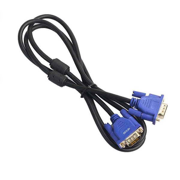 EKYLIN VGA-kabel, 1,5 m/5 fot hane till hane videoförlängningskabeladapter för dator PC till bildskärmsprojektor med sockelport