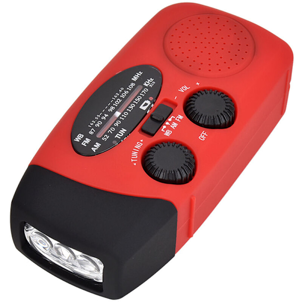 Bärbar Radio med Läslampa Ficklampa AM/FM Solcell Handvev Fickradio Vädervarning Powerbank