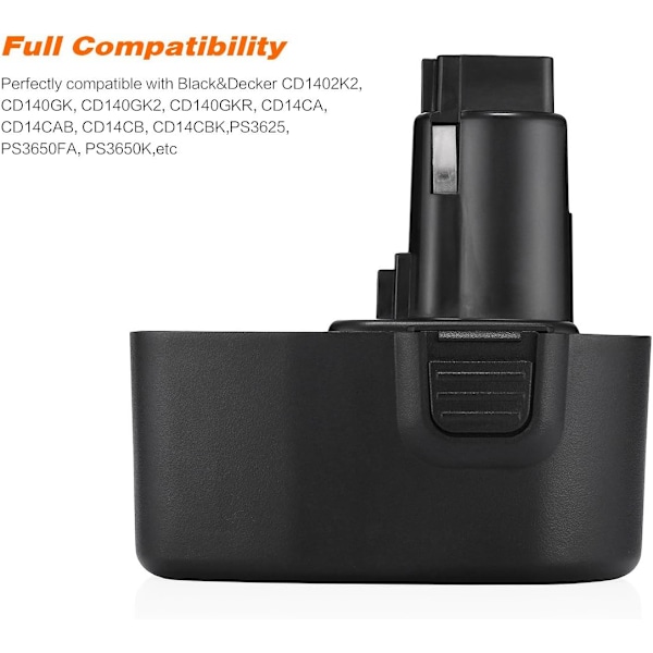 Powerextra 2500mah 14.4V Korvaava akku Black & Decker PS140 FireStorm 14.4-Volt NiMH Pod -tyyppiselle akulle, Black and Decker 14.4v akku