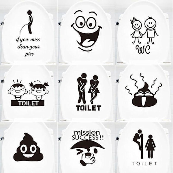 Toalett Smiley Face Dekal Roliga Badrum Kök Väggdekaler Toalettsits Dekal Väggkonst DIY Mural Dekor WC logo 13 * 17cm