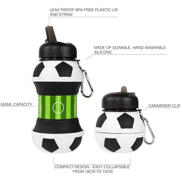 Hopfällbar barnvattenflaska 500 ML 17 oz med karbinhake Sport Resevattenflaska BPA-fri läcksäker