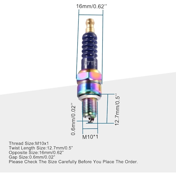 4 st blå A7TC högpresterande tändstift ersättning för motorcykel tändstift ersättning för 50cc 70cc 90cc 110cc mopeder och ATV 150 tändstift R
