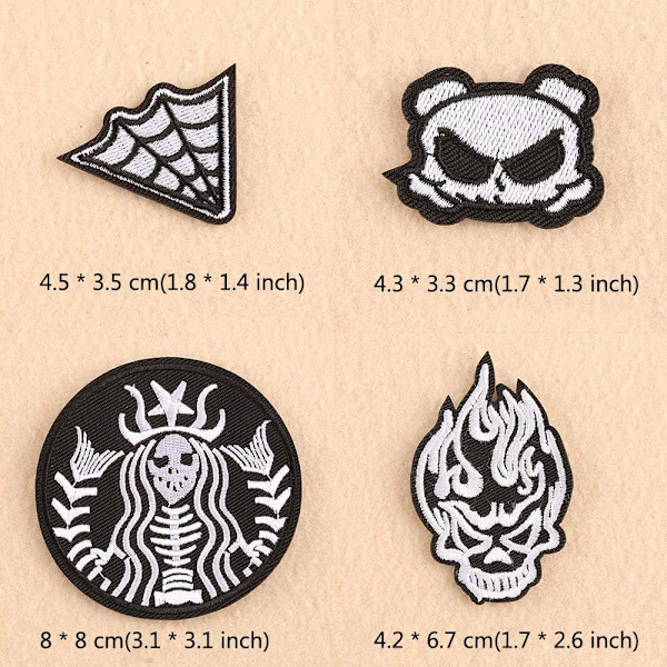16 st broderade applikationer i svart och vitt för att dekorera kläder, ryggsäckar, kepsar, jeans, skor, jackor, handväskor, etc.