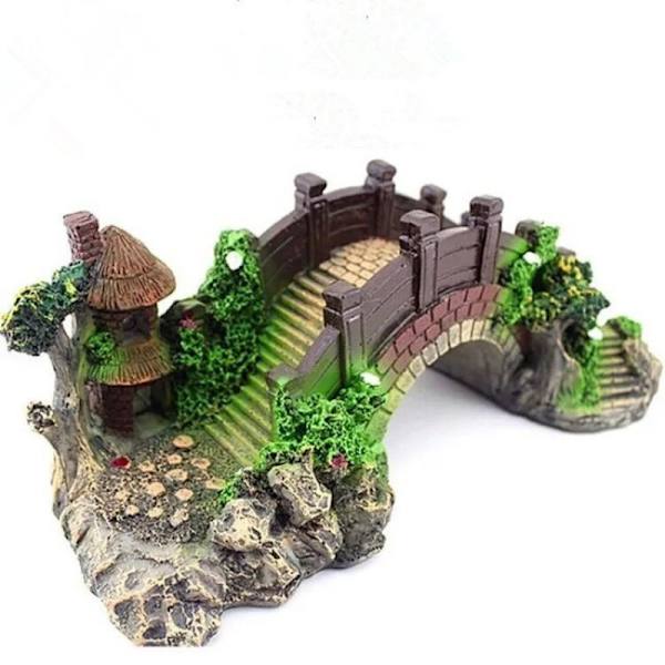 Akvariumdekorasjonsplanter, landskapsplanter Ornament Harpiksbro for fiskebeholder Akvariumdekorasjon