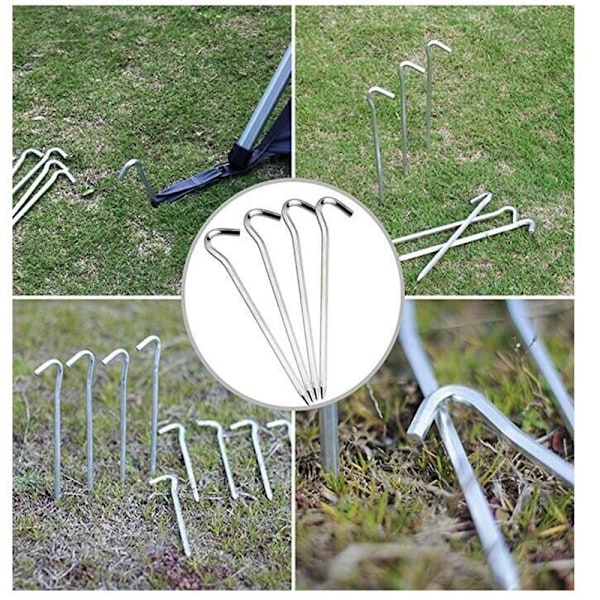 12 stk. teltplugger i stål - Ekstra tykke plugger for camping og utendørs - Ideelle for normal og hard grunn - Ø 4,5 mm