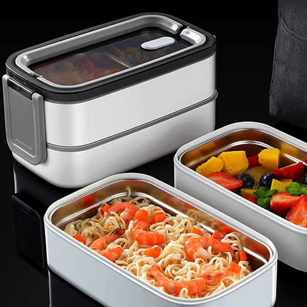 Lunchlåda, Bento Box 1400ML Bento Box Lunchlåda med 2 fack, Bento Box för mikrovågsugnsuppvärmning, Plast Lunchlåda för vuxna barn