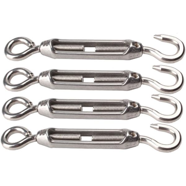 304 Rustfritt Stål Turnbuckles M4 Øye Turnbuckle Kabelspenningskrok & Øye Tau Spenner Pakke med 4