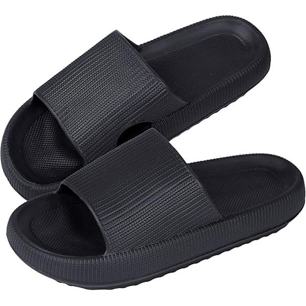 Slides Sandaler Sållængde 26cm Sort Kvinders tøfler Mænds sommersandaler Anti-slip bad Brusebad plastik tøffel swimmingpool Strand Tyk-sålet