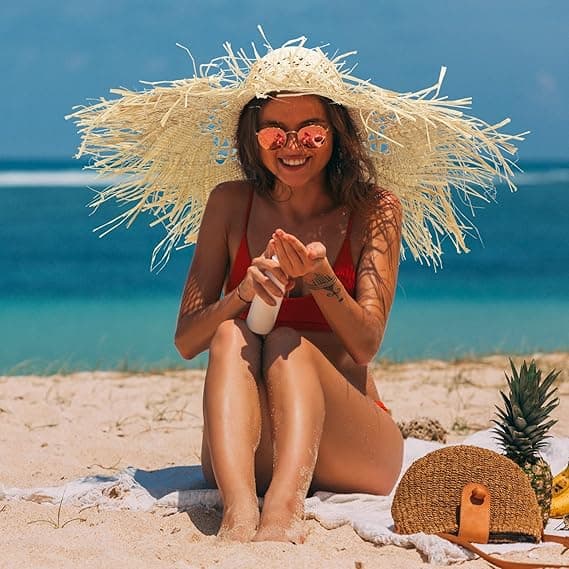 Halm Solhat Strand Rejse Gartner Kvinde Sommer