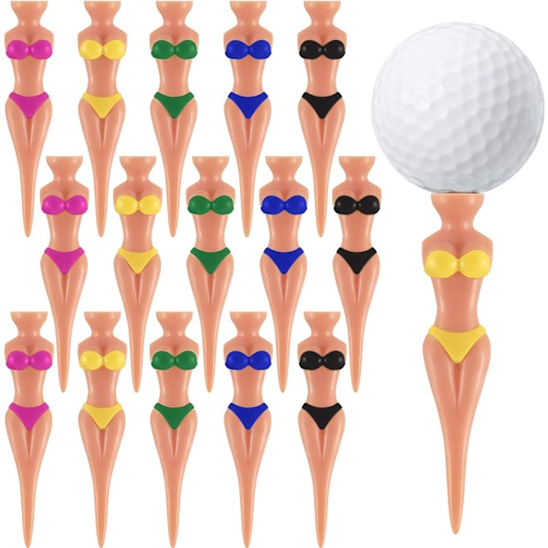 15 Stykker Morsomme Golf-Tees Dame Bikini Jente Golf-Tees, 76 mm (3 Tommer) Plast Pin-Up Golf-Tees, Hjemme Kvinner Golf-Tees for Trening Golf Tilbehør