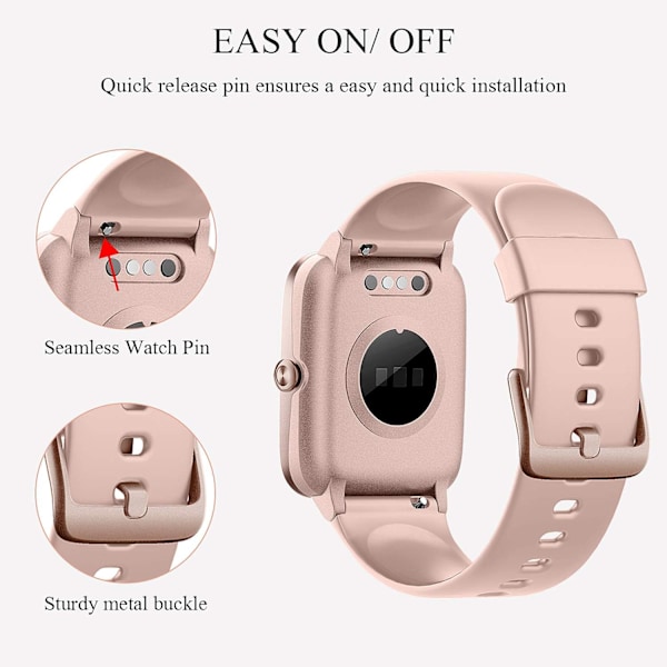 Myk silikon erstatningsreim Justerbar sportsarmbånd for Smartwatch 19mm, Xiaomi Haylou LS01, Smart Watch Willful IP68, ID205, ID205L, ID205U,