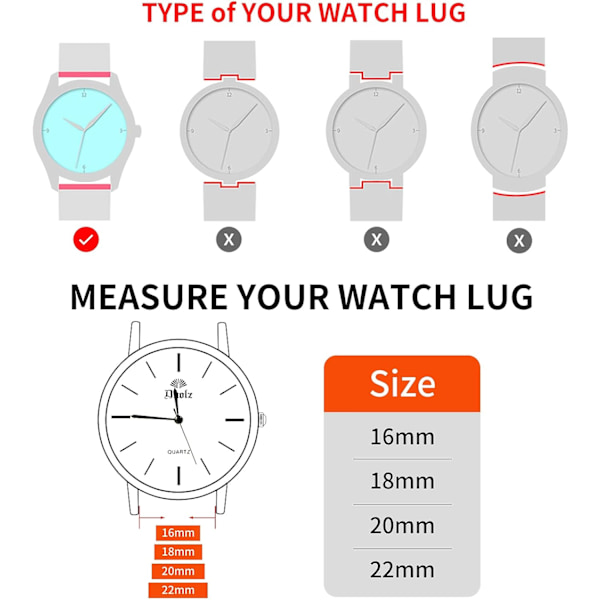 22mm metallklockarmband - Svart snabbkoppling ersättningsklockarmband för män och kvinnor - Rostfritt stålklockarmband för Smartwatch
