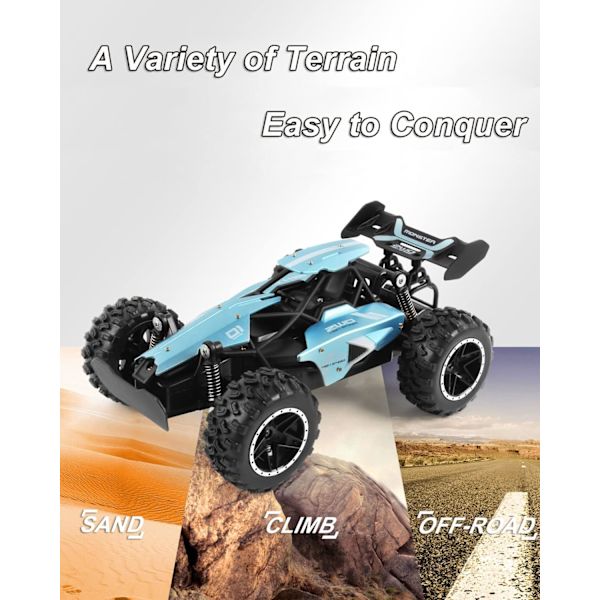 RC-bil Fjärrkontrollleksaker för barn Legering Bilar 2WD 2,4 GHz Lastbil 15+KM/H Hög Hastighet Buggy Racingbil med Dubbla Batterier Present till Flickor och Pojkar