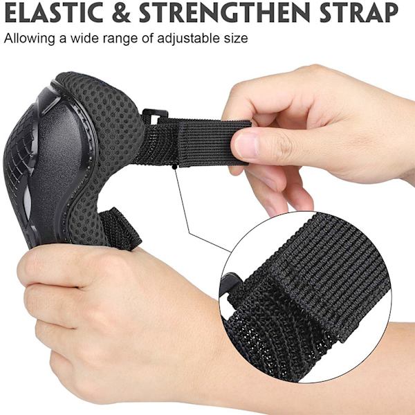 Svarta barns skateboard rullskridskor skydd barn skydd set armbågsskydd knäskydd handledsskydd