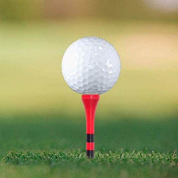 Bambus Golftee 83mm Pakke med 100, Rød Farge, Golf Stripe tee bambus spiker Stripe stil golf tee 70mm ballholder