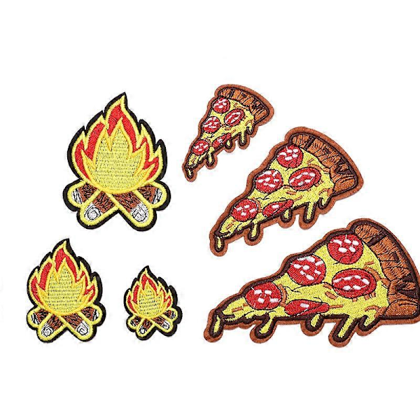 Et sæt med 6 nye bedst sælgende pizza broderi stofmærker mode tøjtilbehør computer broderi stofmærker