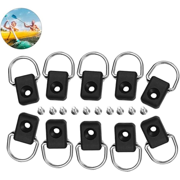 (14 Styk) Kajak Sikkerhed D-Ringe D-Ringe med M6 Skruer Kajak Rigging D-Ringe Båd D-Ring Dæk Båd Tilbehør Kano Kajak Tilbehør Ringe Bind Ned
