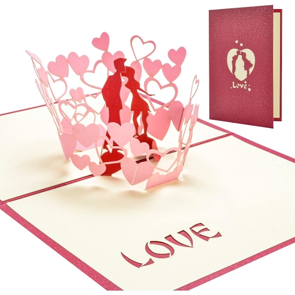 Nygifte 3D Valentinsdagskort, Bryllupsjubilæumskort, Pop Up Hilsenskort Romantisk Par, Familie, Jul, Jubilæum, Valentinsdag