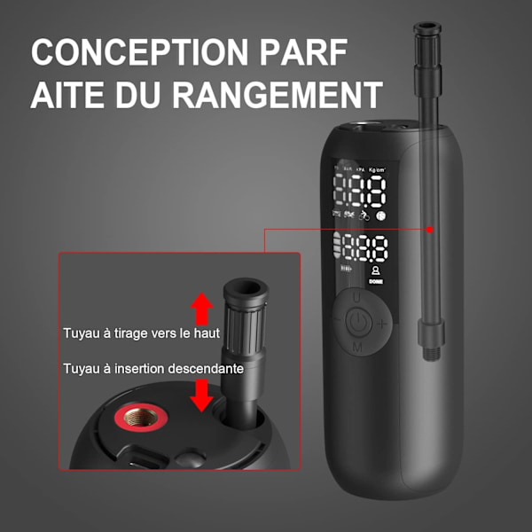 Bil Dæk Inflator 150PSI Cykelpumpe Mini Bærbar Luftkompressor til Bil, Cykel, Automatisk Afbrydelse med Presta og Schrader Ventil
