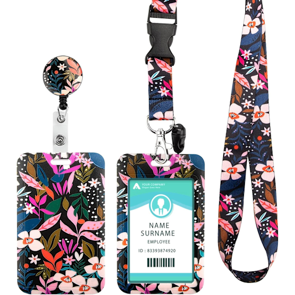 Korthållare Lanyard Lanyard med Korthållare, Lanyard Strap Hals med Swivel Hummerklasp - för ID-korthållare, Nycklar, Kamera, Mobiltelefon (Rosa F