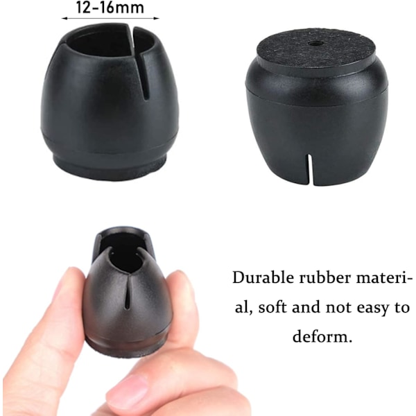（32PC 12-16mm）Antislip bordsgummistolbensskydd Gummistolbensskydd Anti-repor fötter dynor med filtstolskydd för runda möbler
