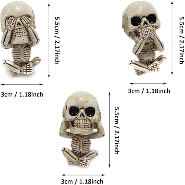 Bilventil Klips Ond Skalle Trio Statue Ond Skalle Statue Auto Aromaterapi Diffuser Klips Kontor Hjem Aromaterapi Dekor Gaver til Menn/Kvinner