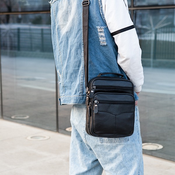 Herr Crossbody Väskor Läder Messenger Bag Liten Herr Handväskor Crossbody Axelväska Herr Crossbody Väska för Business Messenger Bag för Fritid