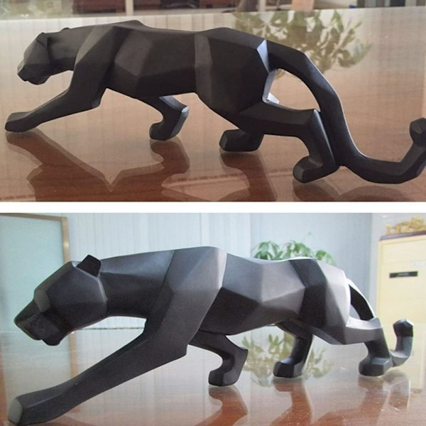 Panter Skulptur Prydnader Geometrisk Skulptur Harts Leopardskulptur Vilda Djur Panterskulptur Staty Geometrisk Modern Harts Dekoration Present Black