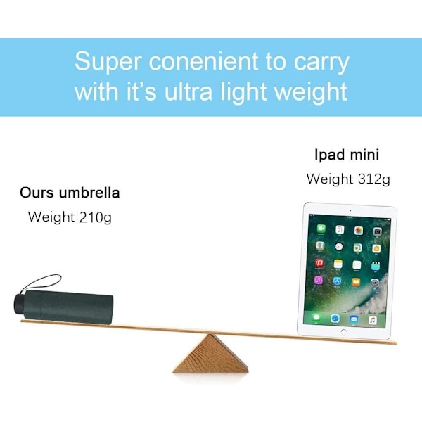 Foldbar paraply, Mini solparaply, Lommeparaply & Rejseparaply, Ultralet Fashion Kompakt Bærbar Anti-UV, Ideel til Rygsæk/Lomme
