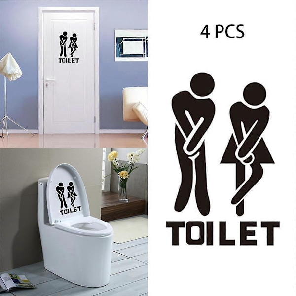 4 st Väggdekoration, DIY Avtagbar Man Kvinna Toalett Badrum WC Skylt, Dörrtillbehör Väggdekor Heminredning för Barn Vardagsrum Hem De